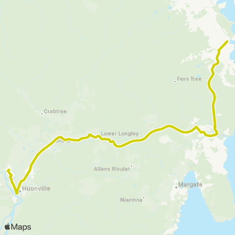 Tassielink Ranelagh to Hobart map