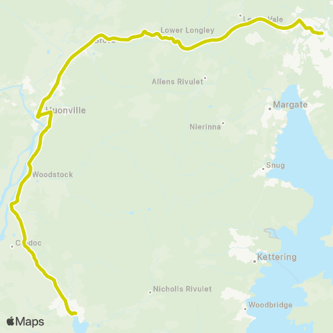 Tassielink Cygnet to Kingston map