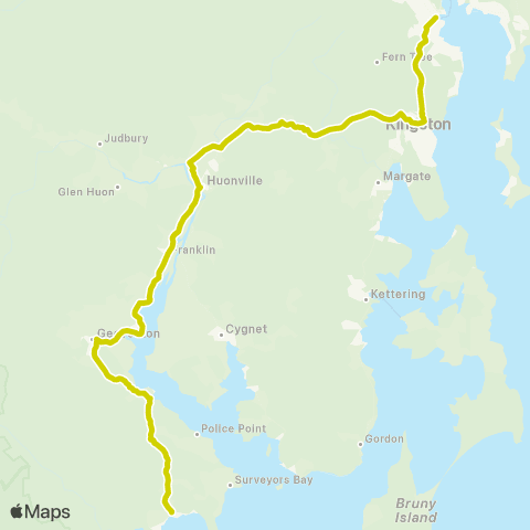 Tassielink Dover to Hobart map