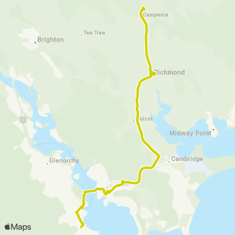 Tassielink Campania to Hobart map