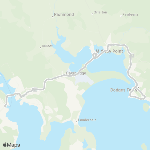 Tasmania Department of State Growth Carlton to Hobart map