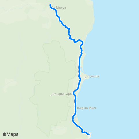 Calow's Coaches St Marys to Bicheno map