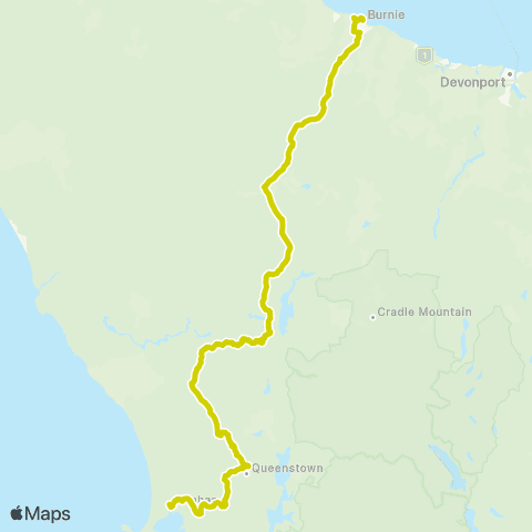 Tassielink West Coast to Burnie map