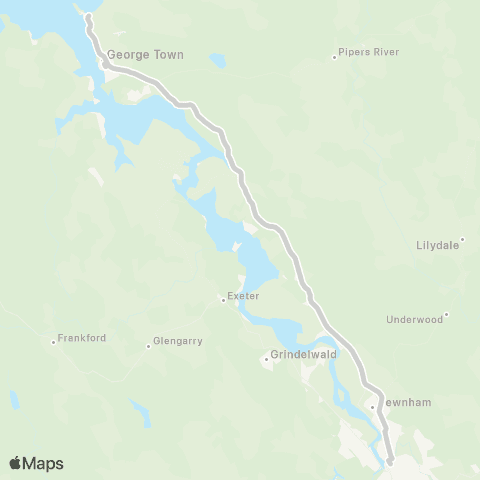 Tasmania Department of State Growth Low Head to Launceston map