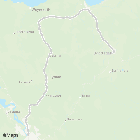 Tasmania Department of State Growth Scottsdale to Launceston map