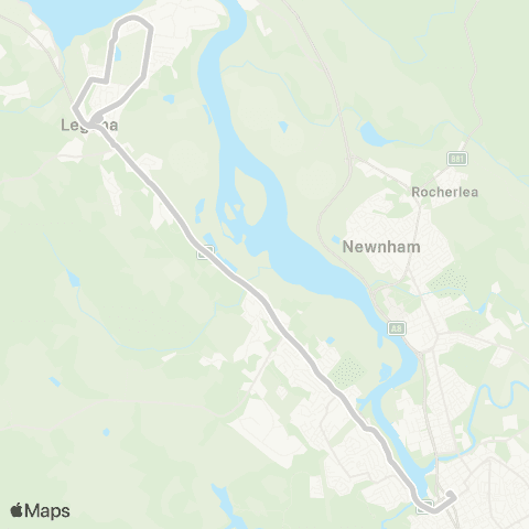 Manion's Coaches Legana to Launceston map