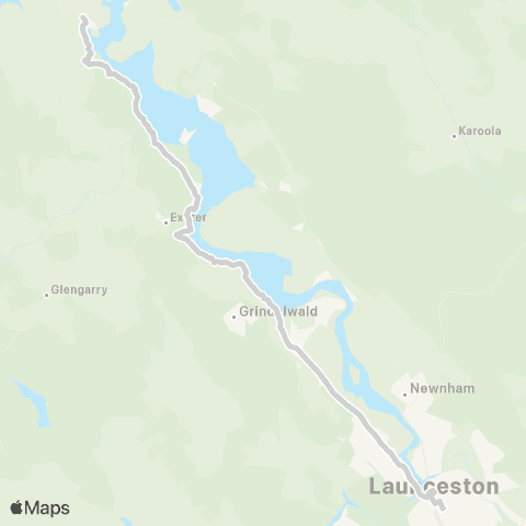 Manion's Coaches Rowella to Launceston map