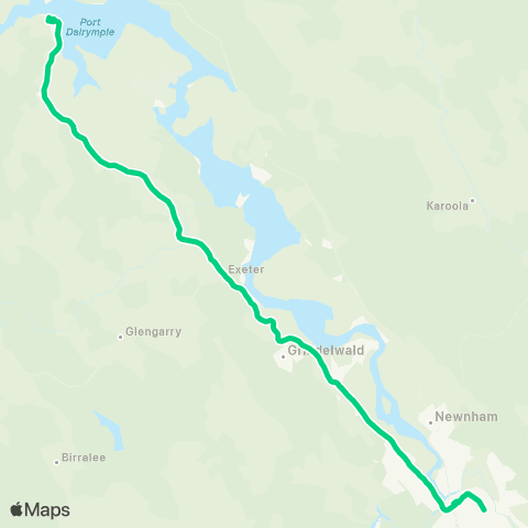 Manion's Coaches Beauty Point to Launceston map
