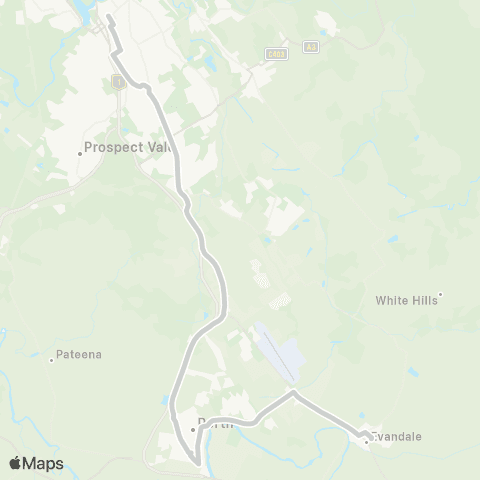 Tassielink Evandale to Launceston map