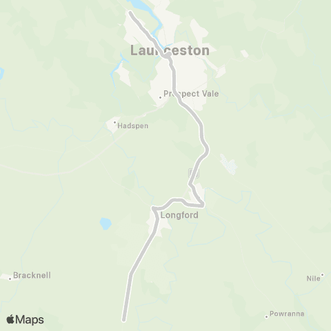Tassielink Cressy to Launceston map