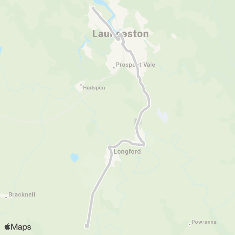 Tassielink Cressy to Launceston map