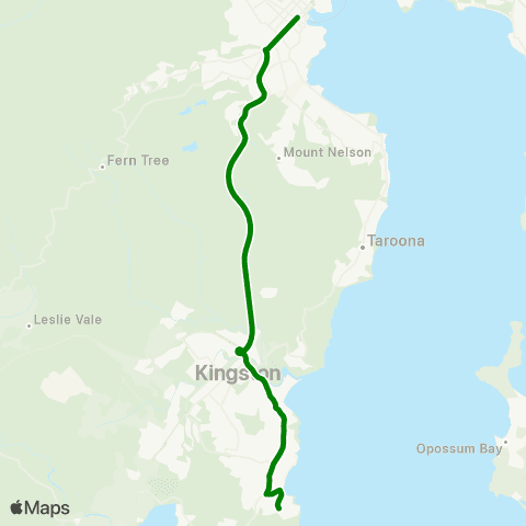 Metro Tasmania Blackmans Bay to Hobart Express map