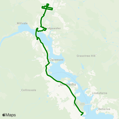 Metro Tasmania Brighton to Hobart City Express map
