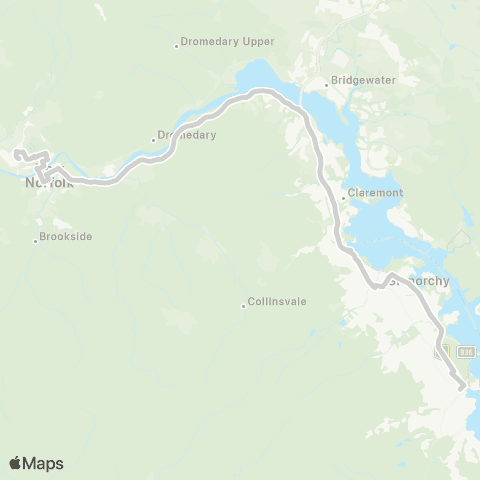 Tasmania Department of State Growth New Norfolk to Hobart Super Express map
