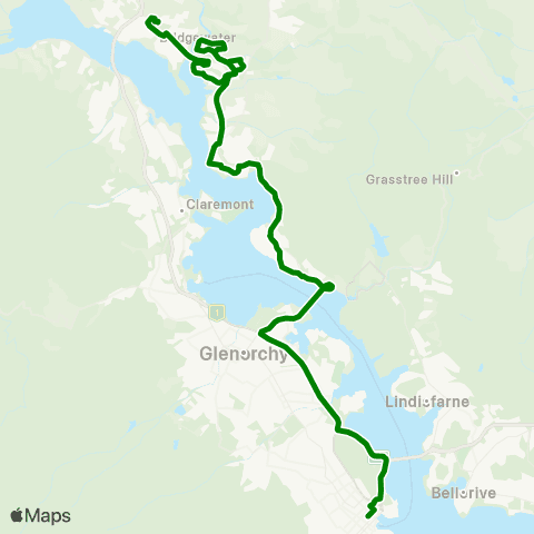 Metro Tasmania Bridgewater to Hobart City Express map