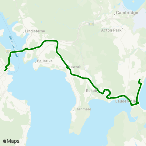 Metro Tasmania Roches Beach to Hobart City Express map