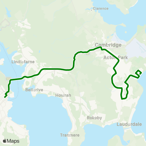 Metro Tasmania Seven Mile Beach to Hobart City Express map