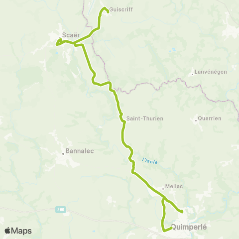 TBK Guiscriff - Scaër - St-Thurien - Quimperlé map