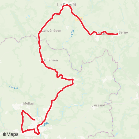TBK Le Faouët - Querrien - Locunolé - Quimperlé map