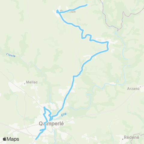 TBK Querrien Île À Vent - Locunolé - Quimperlé (Ex 8) map
