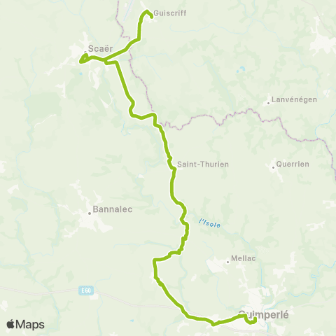 TBK Guiscriff - Scaër - St-Thurien - Quimperlé map