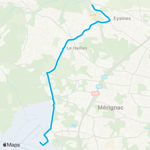 TBM Ligne 39 Est map