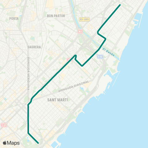 Trambaix & Trambesòs Ciutadella / Vila Olímpica - Gorg map
