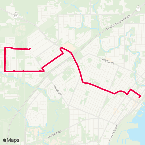Thunder Bay Transit Jumbo Gardens map