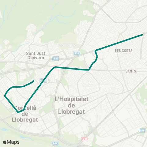 Trambaix & Trambesòs Francesc Macià - Llevant - Les Planes map
