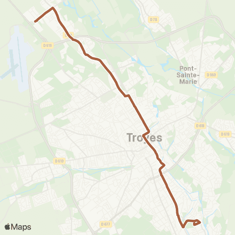 TCAT St Julien>Barberey map