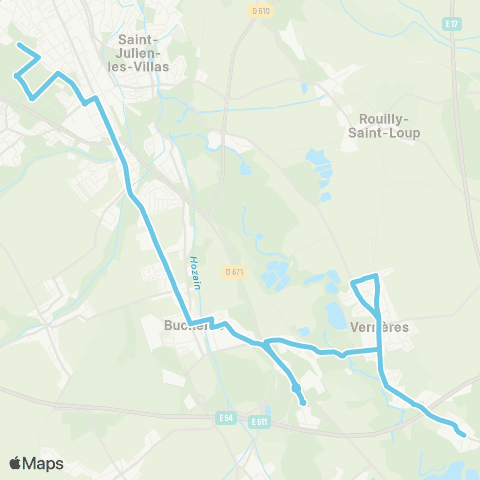 TCAT - Lignes scolaires Verrières - Lycée technique map