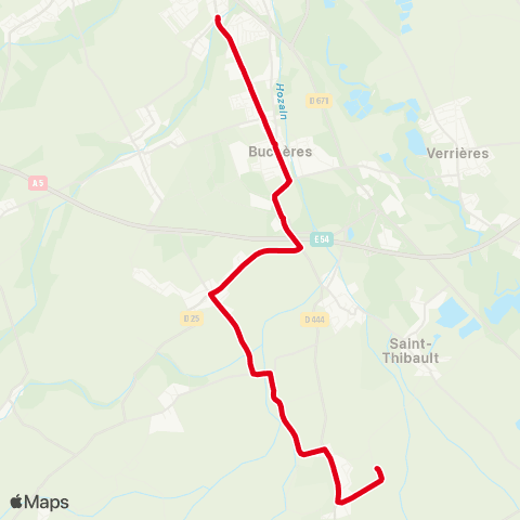 TCAT Buchères vers Moussey map