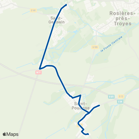 TCAT St Germain vers St Pouange map