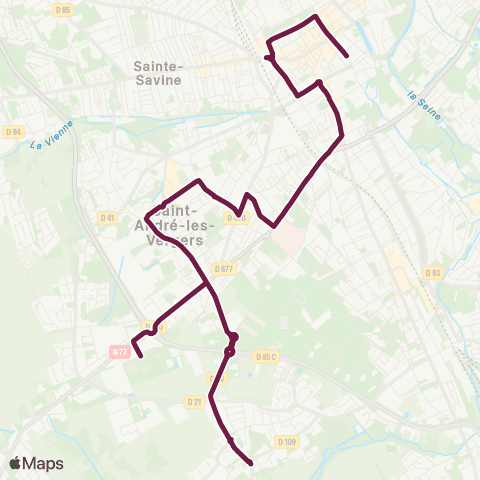 TCAT Troyes vers Cimetière intercommunal map