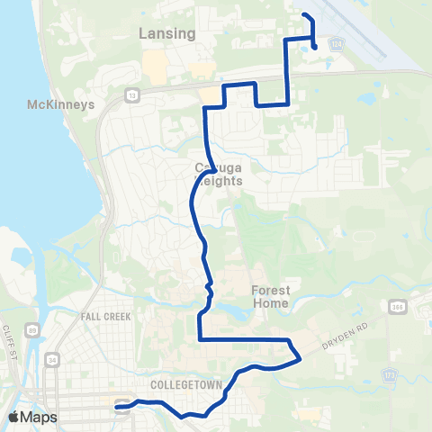 TCAT Airport - Cornell - Commons map