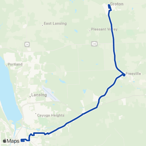 TCAT Groton - Freeville - Cornell - Commons map