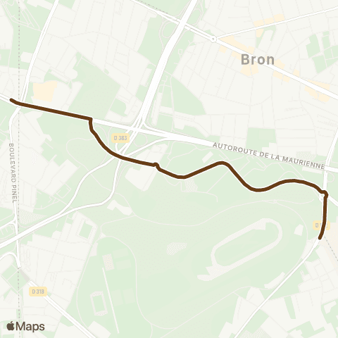 TCL Mermoz Pinel - Parilly Uni Hippodrome map