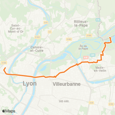 TCL Gare de Vaise - Grand Parc les Sablettes map