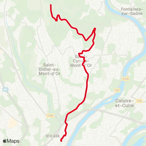 TCL Gare de Vaise - Mont Thou map