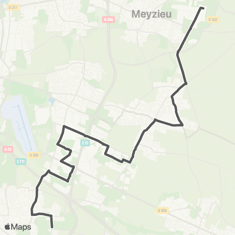 TCL Meyzieu ZI - Saint-Priest Bel Air map