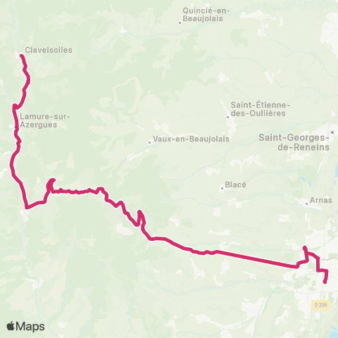 TCL Claveisolles Salle polyvalente - Gare de Villefran map