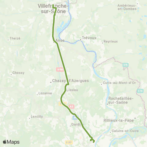 TCL Villefranche-sur-Saône - Lissieu - Lyon map