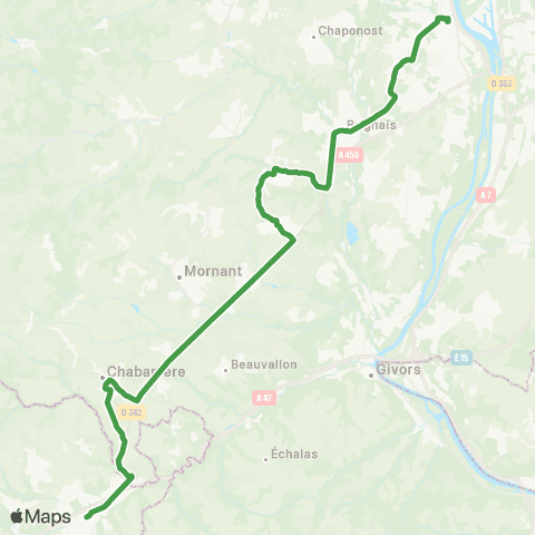 TCL Gare d'Oullins - Rive de Gier Mairie map