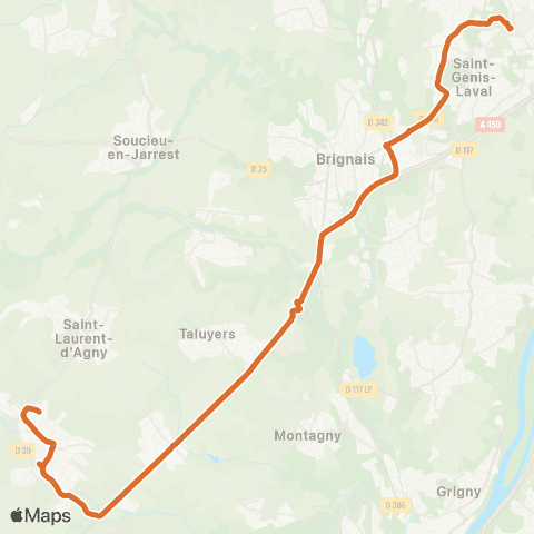 TCL Hôpital Lyon S. - Mornant Ctre aquatique map