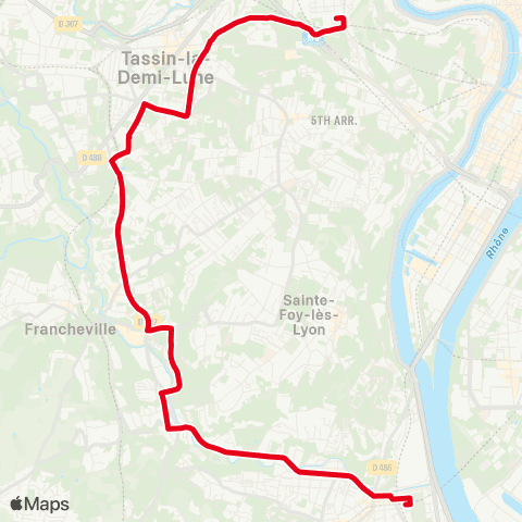 TCL Gare d'Oullins - Gorge de Loup map