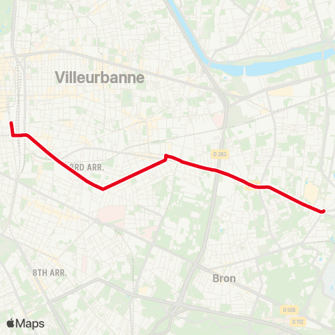 TCL Gare Part Dieu Vivier Merle - Bron Sept Chemins map