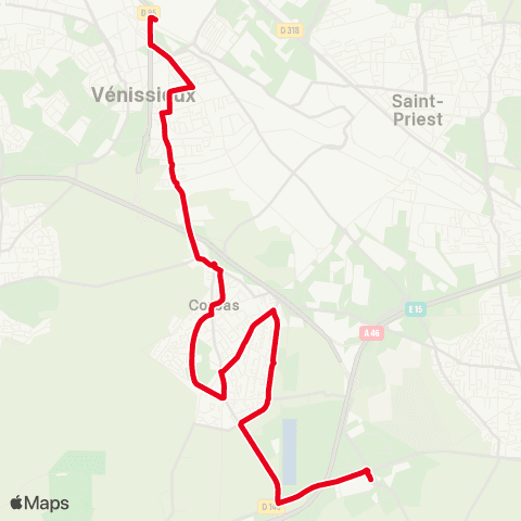 TCL Gare de Vénissieux - Corbas les Taillis / ZA Chapotin map