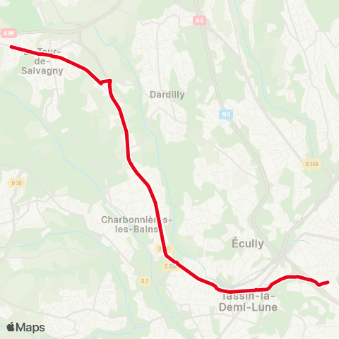 TCL Gorge de Loup - la Tour de Salvagny Chambettes map