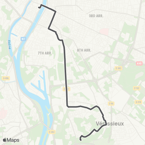 TCL Bellecour A. Poncet - Hôp. Feyzin Vénissieux map