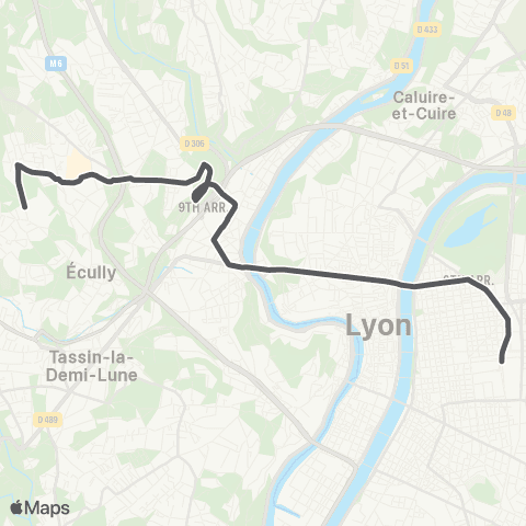 TCL Gare Part Dieu Vivier Merle - Campus Lyon O. map